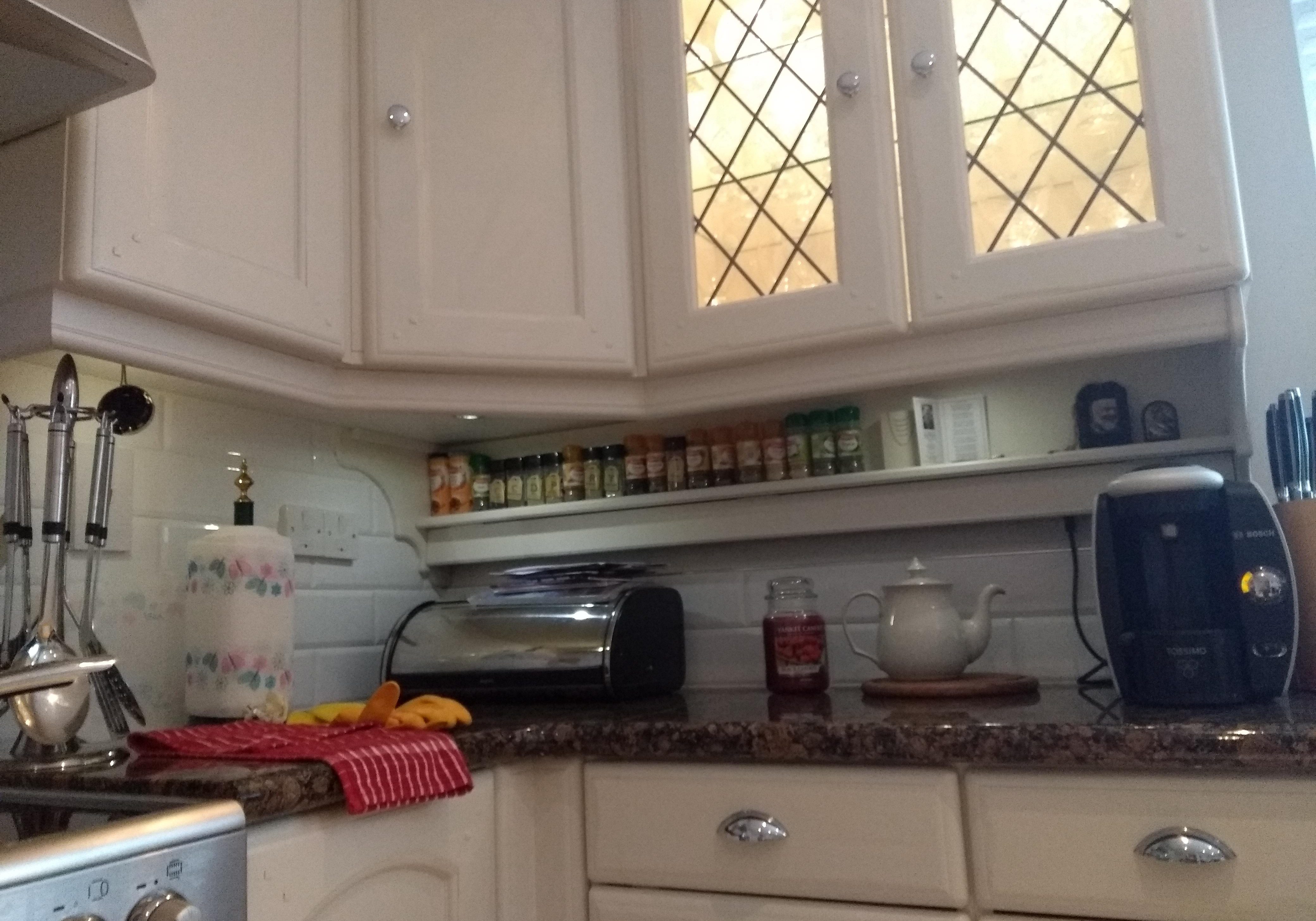 kitchen counters and cupboards