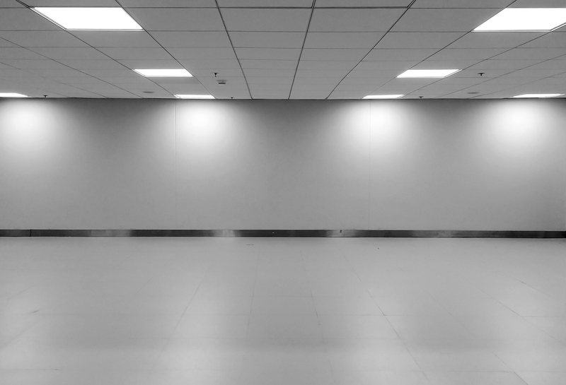 empty white room tile lights